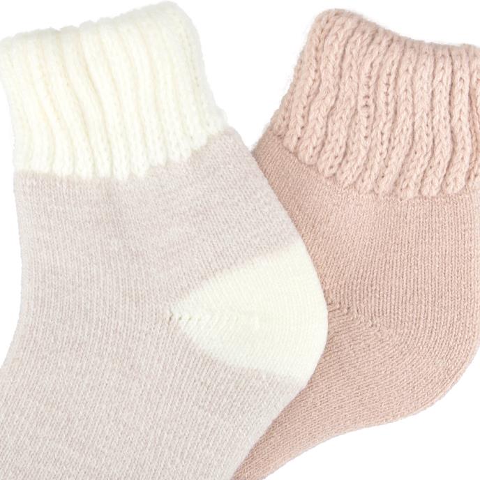 totes toasties® Ladies Thermal Crop Length Terry Socks (Twin Pack) Oat/Pink Extra Image 5